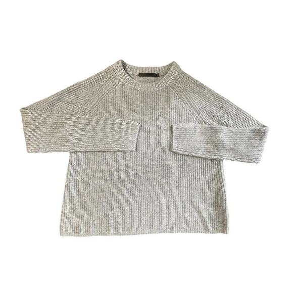NWOT Jenni Kayne Sweater Womens Large Gray Pure Cashmere Fisherman Crewneck Knit - Picture 2 of 8